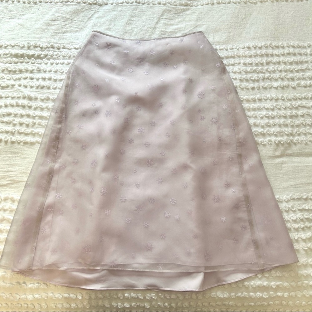 RARE VINTAGE Women’s Juniors Esprit Lavender Purple Chiffon Snowflake Skirt